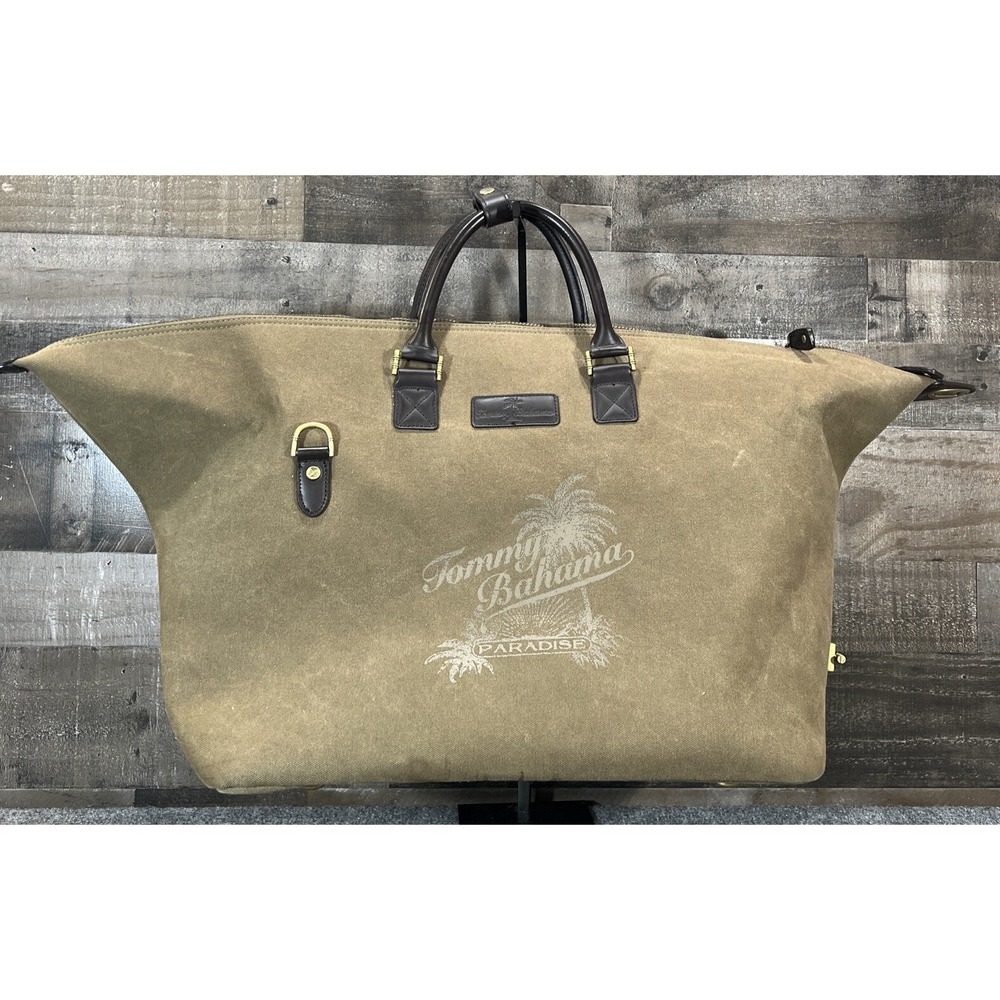 Tommy Bahama Paradise Travel Weekender Duffel Bag Brown Canvas XL